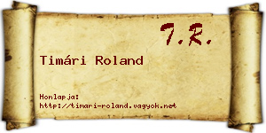 Timári Roland névjegykártya
